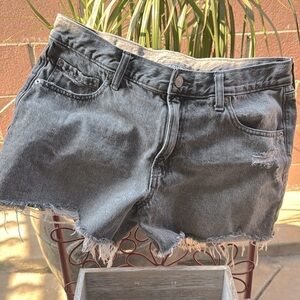 {GAP} "Low Stride Short" Distressed Raw Hem Denim Jean Shorts